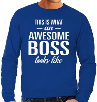 Bellatio Decorations Awesome Boss / baas cadeau sweater blauw heren 2XL