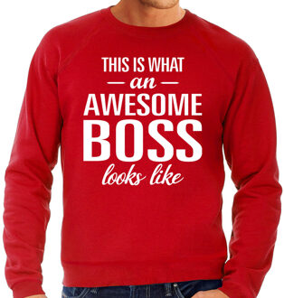 Bellatio Decorations Awesome Boss / baas cadeau sweater rood heren 2XL