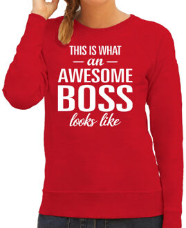 Bellatio Decorations Awesome boss / baas cadeau sweater / trui rood dames 2XL