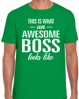 Bellatio Decorations Awesome Boss tekst t-shirt groen heren 2XL