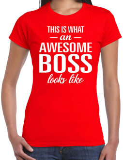 Bellatio Decorations Awesome Boss tekst t-shirt rood dames