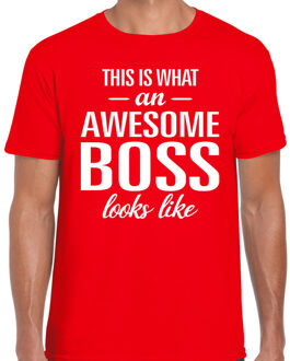 Bellatio Decorations Awesome Boss tekst t-shirt rood heren