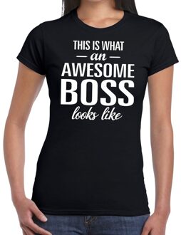 Bellatio Decorations Awesome Boss tekst t-shirt zwart dames 2XL