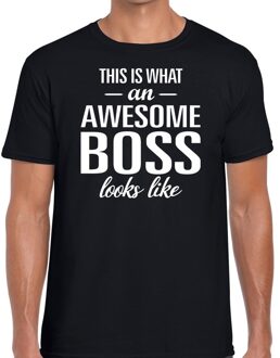 Bellatio Decorations Awesome Boss tekst t-shirt zwart heren 2XL