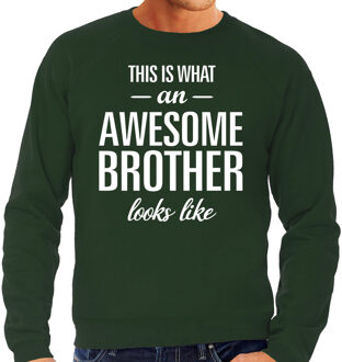 Bellatio Decorations Awesome brother / broer cadeau sweater groen heren 2XL