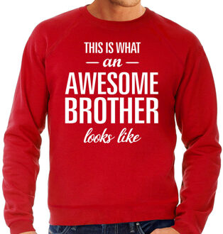 Bellatio Decorations Awesome brother / broer cadeau sweater rood heren 2XL