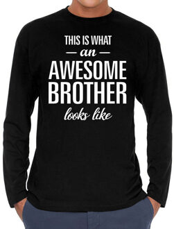 Bellatio Decorations Awesome brother / broer cadeau t-shirt long sleeves heren Zwart