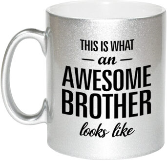 Bellatio Decorations Awesome brother cadeau mok / beker voor broer zilver 330 ml