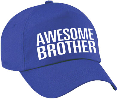 Bellatio Decorations Awesome brother tekst petje - baseballcap - voor broer - blauw - heren