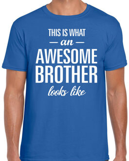 Bellatio Decorations Awesome Brother tekst t-shirt blauw heren 2XL