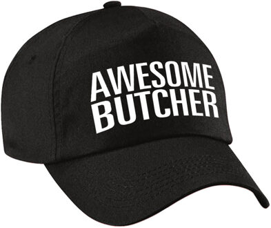 Bellatio Decorations Awesome butcher pet / cap zwart voor volwassenen - Geweldige slager cadeau - Verkleedhoofddeksels