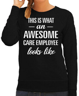 Bellatio Decorations Awesome care employee cadeau sweater / trui zwart voor dames 2XL