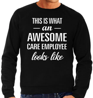 Bellatio Decorations Awesome care employee cadeau sweater / trui zwart voor heren
