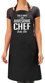 Bellatio Decorations Awesome chef cadeau - keuken schort - zwart - voor volwassenen