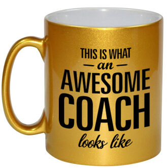 Bellatio Decorations Awesome coach cadeau mok / beker goud 330 ml Goudkleurig