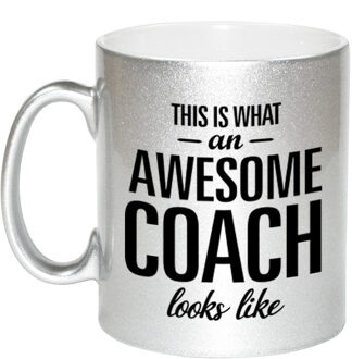 Bellatio Decorations Awesome coach cadeau mok / beker zilver 330 ml