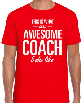 Bellatio Decorations Awesome Coach cadeau t-shirt rood heren 2XL