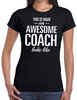 Bellatio Decorations Awesome coach cadeau t-shirt zwart dames 2XL