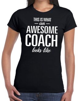 Bellatio Decorations Awesome coach cadeau t-shirt zwart dames