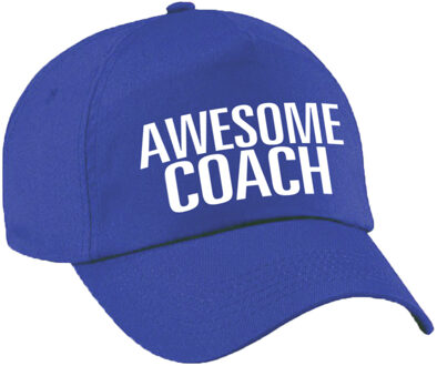 Bellatio Decorations Awesome coach petje - baseballcap - blauw - dames en heren - sport - cadeau - beste coach