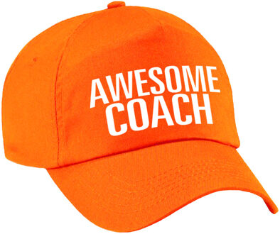 Bellatio Decorations Awesome coach petje - baseballcap - oranje - dames en heren - sport - cadeau - beste coach