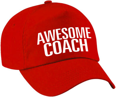 Bellatio Decorations Awesome coach petje - baseballcap - rood - dames en heren - sport - cadeau - beste coach