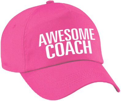 Bellatio Decorations Awesome coach petje - baseballcap - roze - dames en heren - sport - cadeau - beste coach