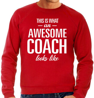 Bellatio Decorations Awesome Coach / trainer cadeau sweater rood heren 2XL