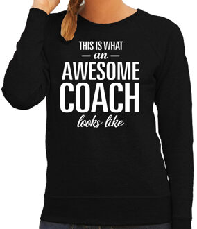 Bellatio Decorations Awesome coach / trainer cadeau sweater / trui zwart voor dames 2XL