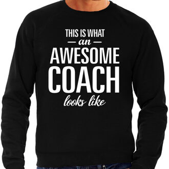 Bellatio Decorations Awesome Coach / trainer cadeau sweater zwart heren 2XL