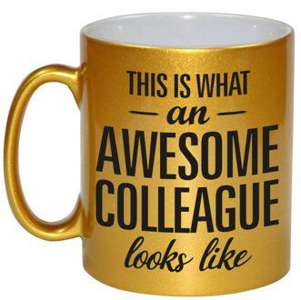 Bellatio Decorations Awesome colleague cadeau mok / beker voor collega goud 330 ml