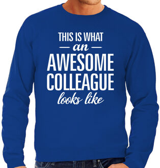 Bellatio Decorations Awesome colleague / collega cadeau sweater blauw heren 2XL