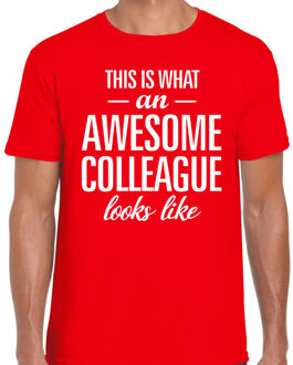 Bellatio Decorations Awesome Colleague tekst t-shirt rood heren 2XL