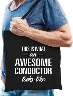 Bellatio Decorations Awesome conductor / geweldige dirigent cadeau tas zwart voor dames en heren