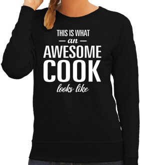 Bellatio Decorations Awesome cook / kok cadeau sweater / trui zwart dames L