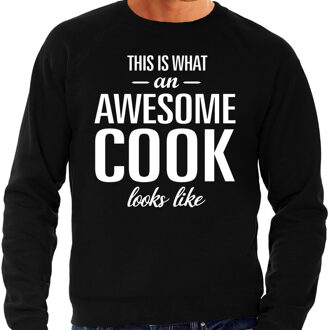 Bellatio Decorations Awesome cook / kok cadeau sweater zwart heren 2XL