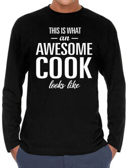 Bellatio Decorations Awesome cook / kok cadeau t-shirt long sleeves heren 2XL