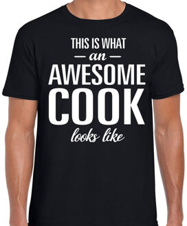 Bellatio Decorations Awesome cook / kok cadeau t-shirt zwart heren