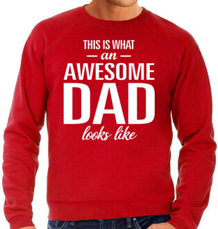Bellatio Decorations Awesome Dad cadeau sweater rood heren - Vaderdag cadeau