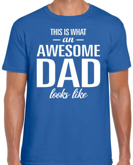 Bellatio Decorations Awesome Dad cadeau t-shirt blauw heren - Vaderdag  cadeau 2XL