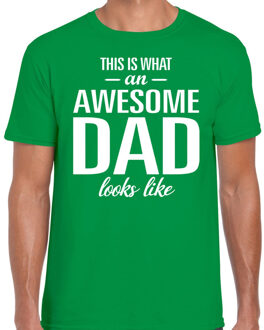 Bellatio Decorations Awesome Dad cadeau t-shirt groen heren - Vaderdag cadeau
