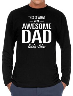 Bellatio Decorations Awesome dad cadeau t-shirt long sleeves zwart heren 2XL