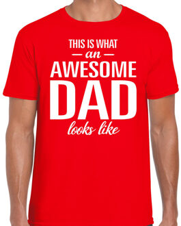 Bellatio Decorations Awesome Dad cadeau t-shirt rood heren - Vaderdag  cadeau 2XL