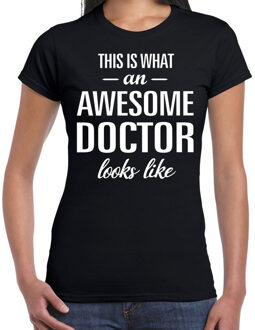 Bellatio Decorations Awesome doctor cadeau t-shirt zwart voor dames 2XL