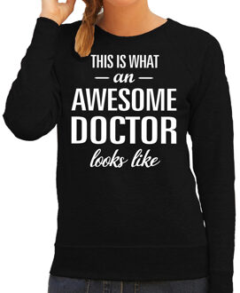 Bellatio Decorations Awesome doctor / dokter cadeau sweater / trui zwart voor dames 2XL