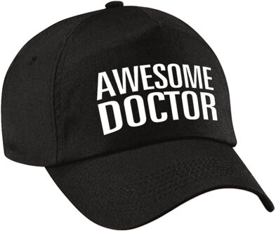 Bellatio Decorations Awesome doctor pet / cap zwart voor volwassenen - Geweldige dokter cadeau - Verkleedhoofddeksels