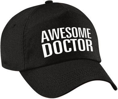 Bellatio Decorations Awesome doctor pet / cap zwart voor volwassenen - Geweldige dokter cadeau