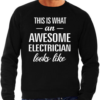 Bellatio Decorations Awesome electrician / elektricien cadeau sweater zwart heren