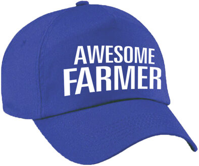 Bellatio Decorations Awesome farmer cadeau pet / cap blauw voor volwassenen - Verkleedhoofddeksels