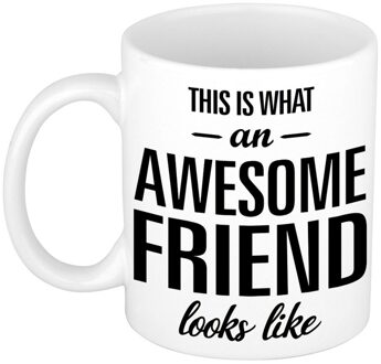 Bellatio Decorations Awesome friend cadeau mok / beker voor je BFF 300 ml - feest mokken Wit